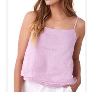 Bella Dahl 100% Linen Pink Layered Button Back Top Cami Large Casual Feminine
